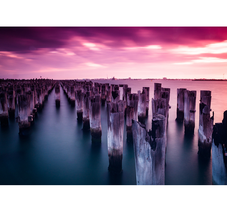 Pier Sunset Scene landscape wall mural - TenStickers