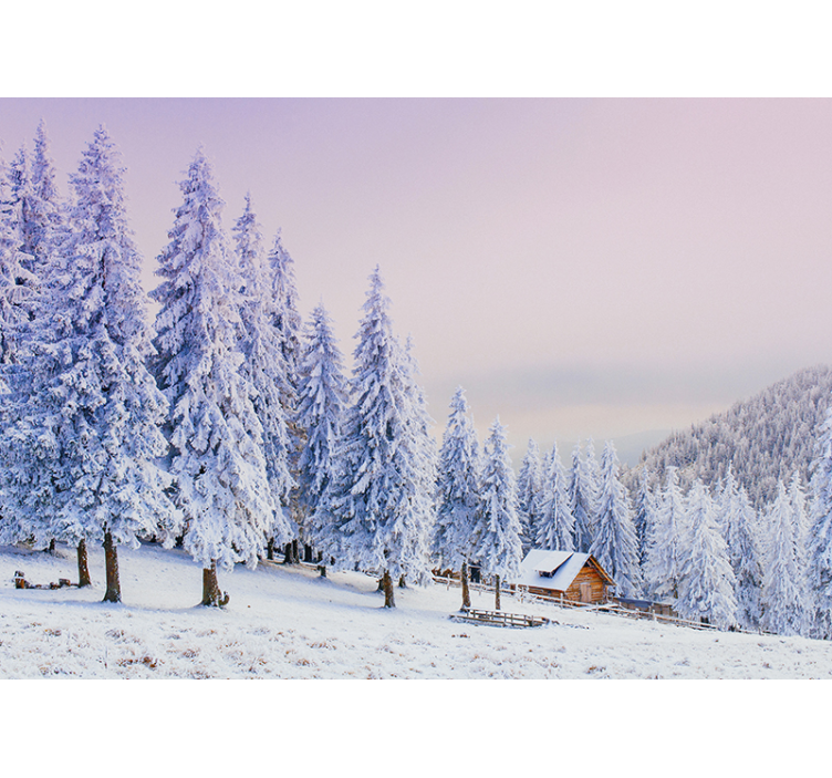 Wall mural mountain snowy forest escape - TenStickers