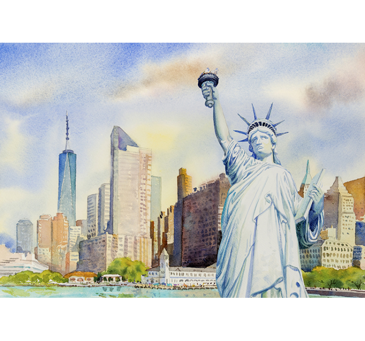 Statue Liberty skyline wall mural new york - TenStickers