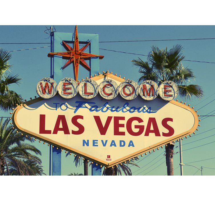 City wall mural classic las vegas sign - TenStickers