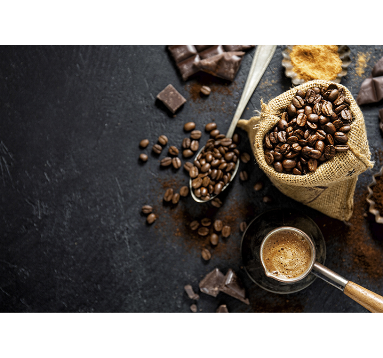Coffee beans and accessories wall mural kitchen - TenStickers