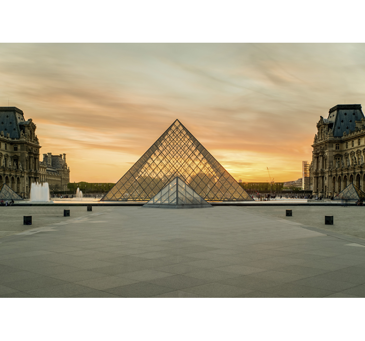Paris wall mural louvre pyramid at sunset - TenStickers