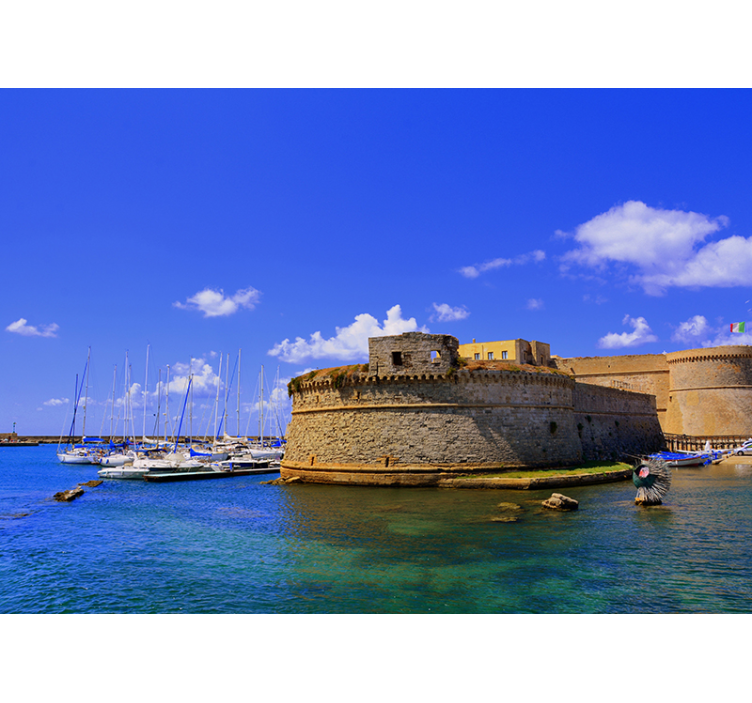 City wall mural historic fortress coastline - TenStickers