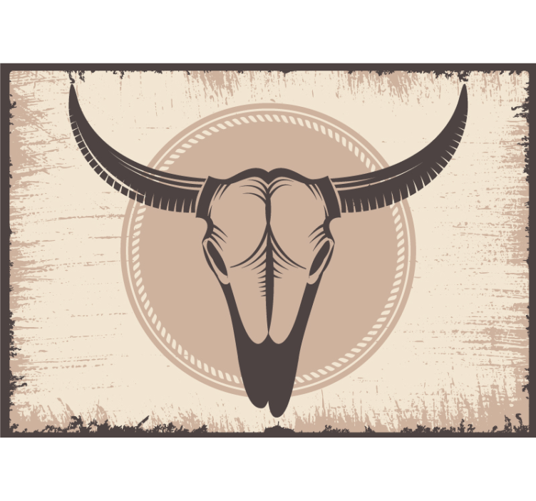Living room wall mural buffalo skull art - TenStickers