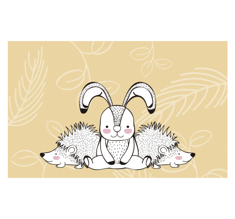 Animals wall mural cute bunny and hedgehog - TenStickers