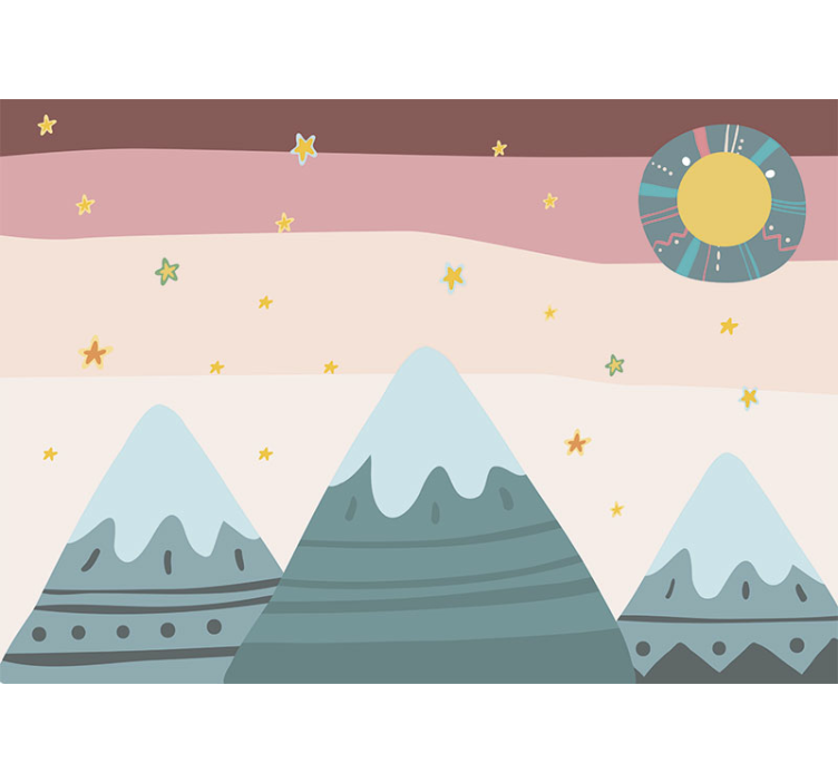 Childrens wall mural mountains and stars - TenStickers