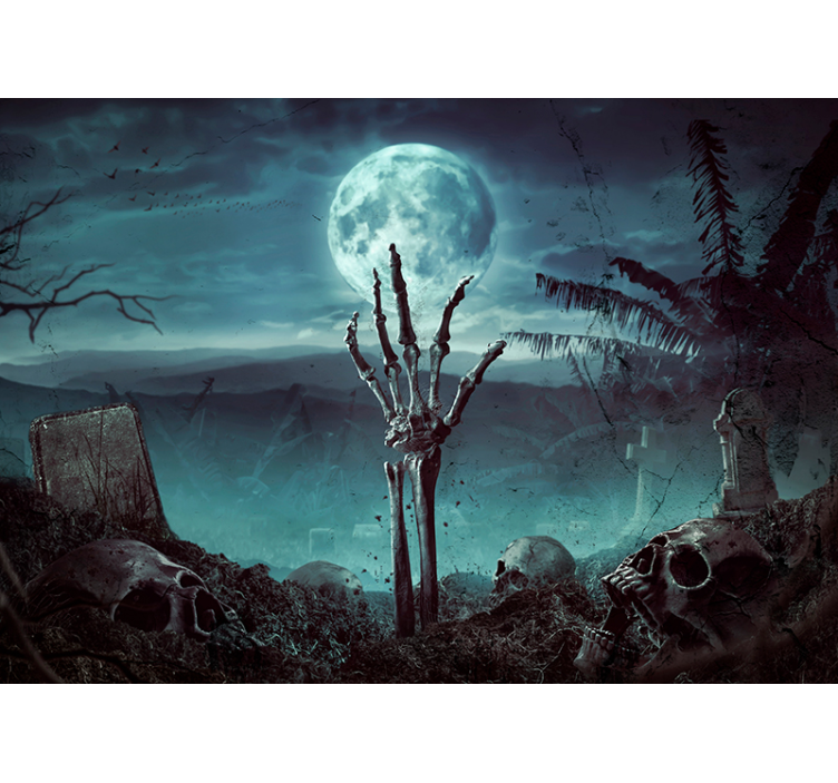 Wall mural halloween skeleton hand rising up - TenStickers