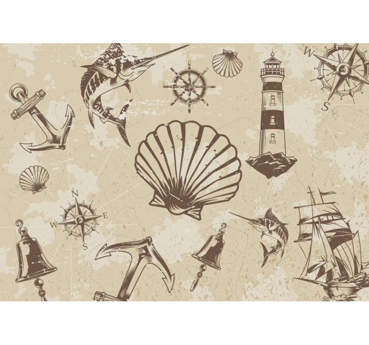 City wall mural coastal nautical design - TenStickers