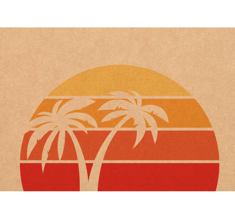 Sunset Palm Silhouette landscape wall mural - TenStickers