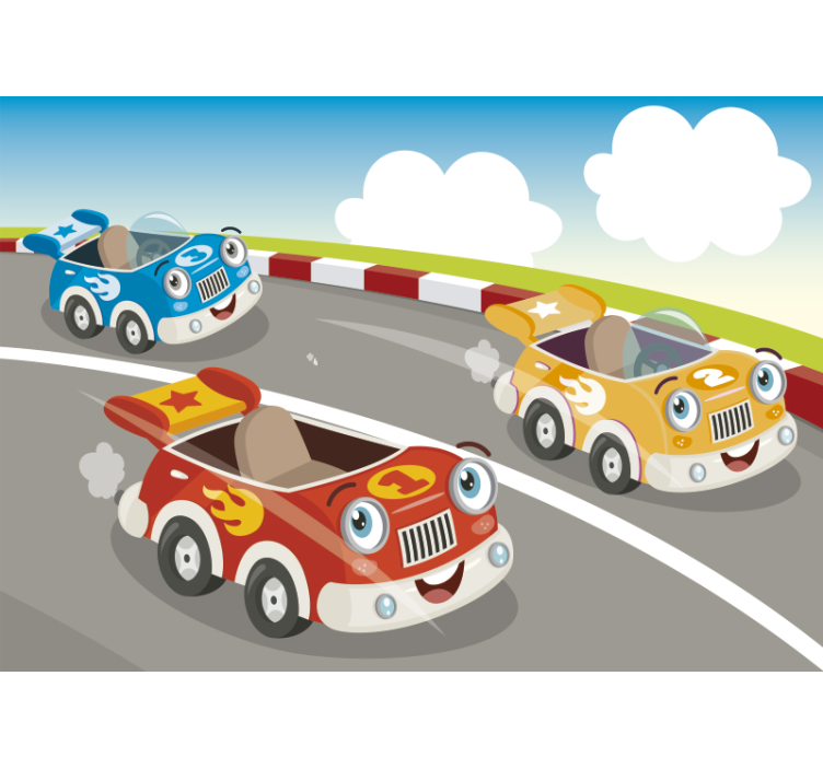 Wall mural vehicle cartoon race cars - TenStickers