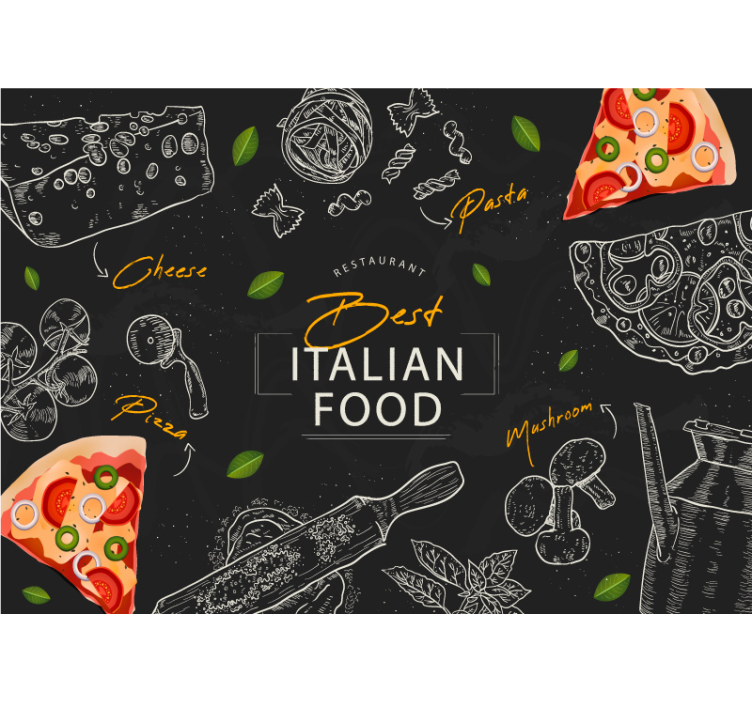Music wall mural italian culinary treasures - TenStickers