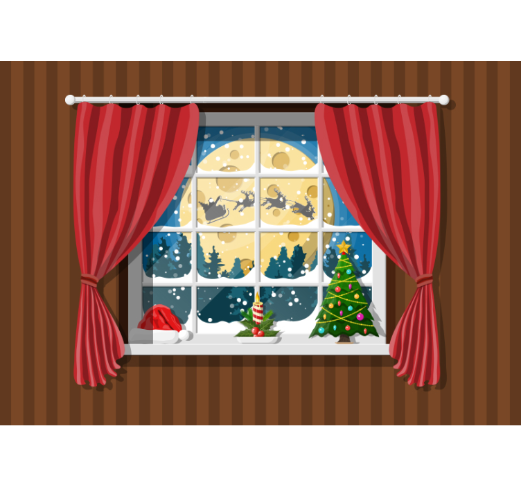 Christmas wall mural festive window scene - TenStickers