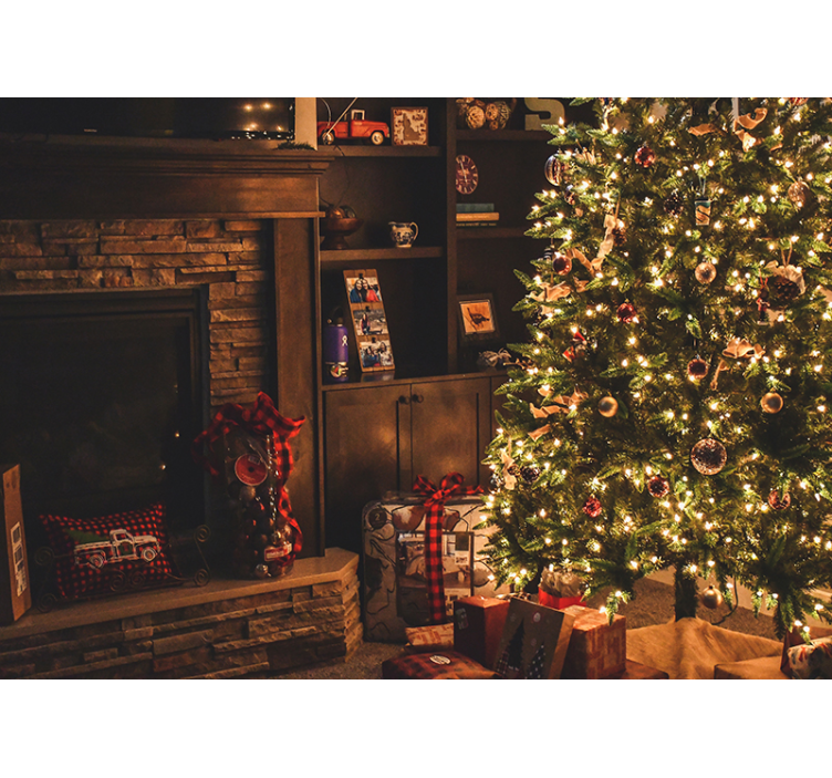 Christmas wall mural celebrating tree lights - TenStickers