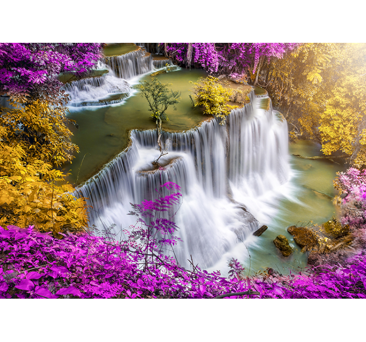 Wall mural nature flowing waterfall landscape - TenStickers