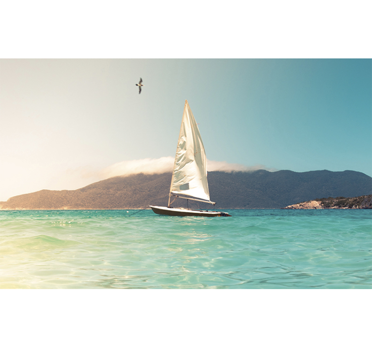 Sailboat on Water under the sea wall mural - TenStickers