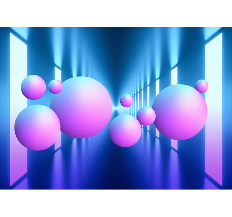 Abstract wall mural floating spheres illusion - TenStickers