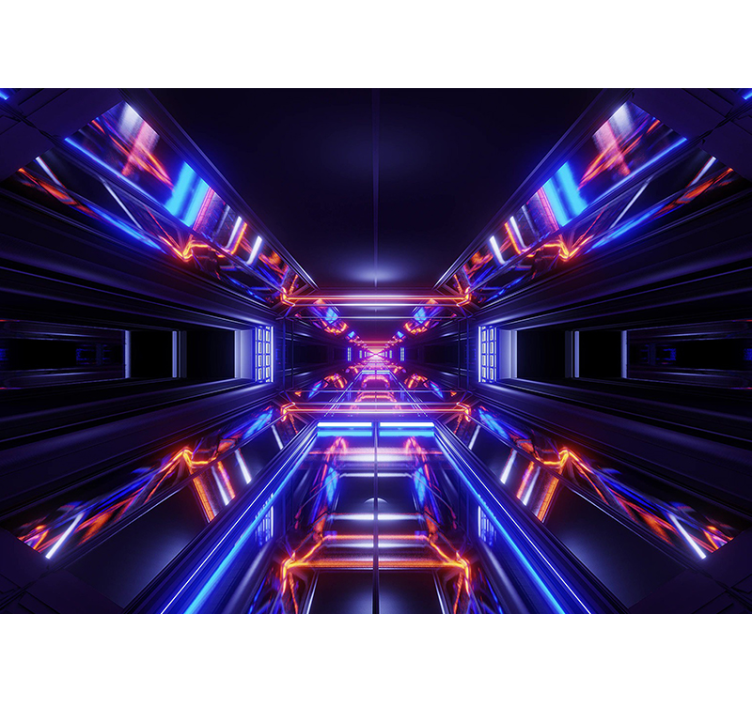 Abstract wall mural futuristic neon pathway - TenStickers