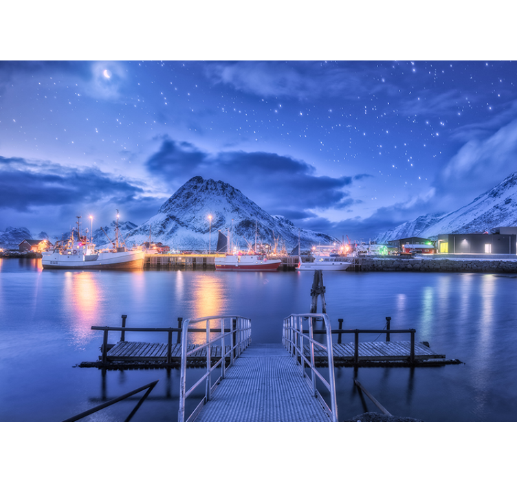 Landscape wall mural mountainous port view - TenStickers