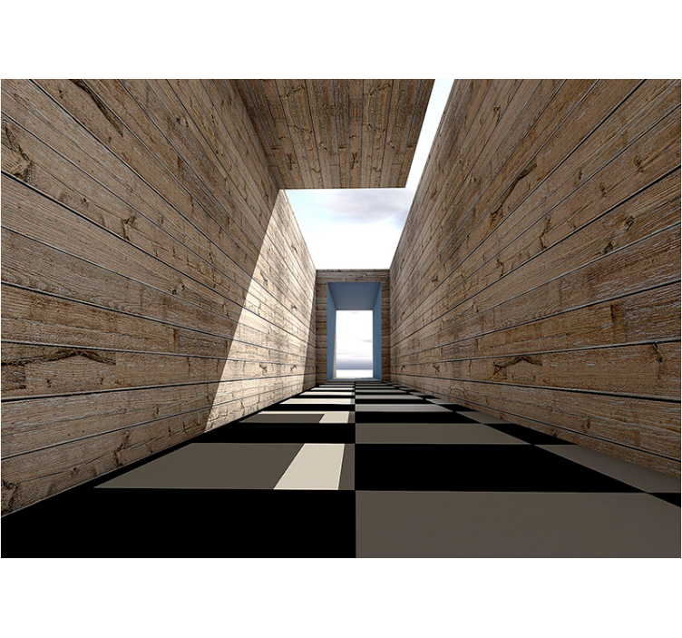 Texture wall mural wooden hallway view - TenStickers