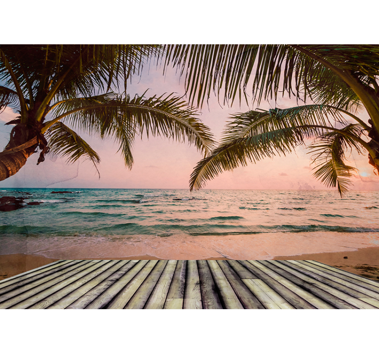 Landscape wall mural tropical coastline view - TenStickers