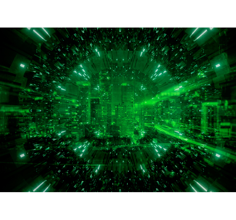 3d wallpaper green city vortex - TenStickers