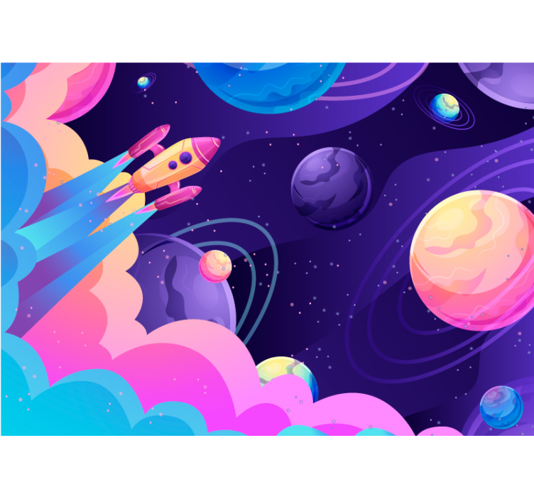 Rocket Space Journey wall mural fantasy - TenStickers