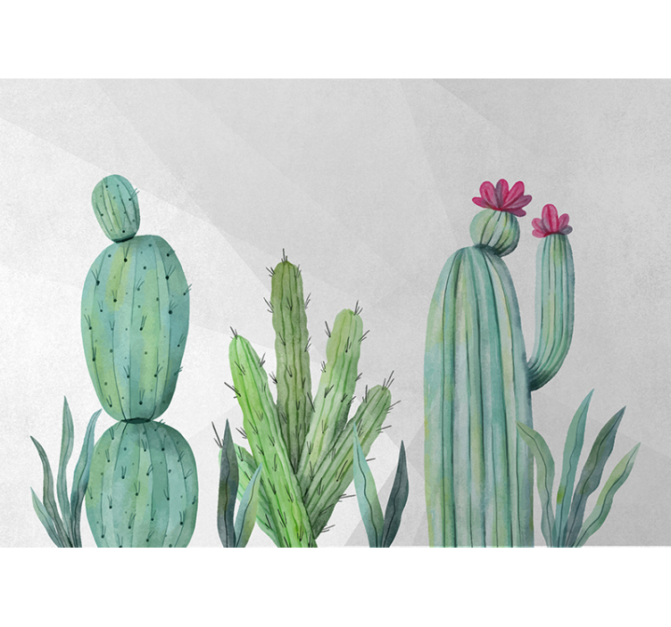 Wall mural nature cactus floral design - TenStickers