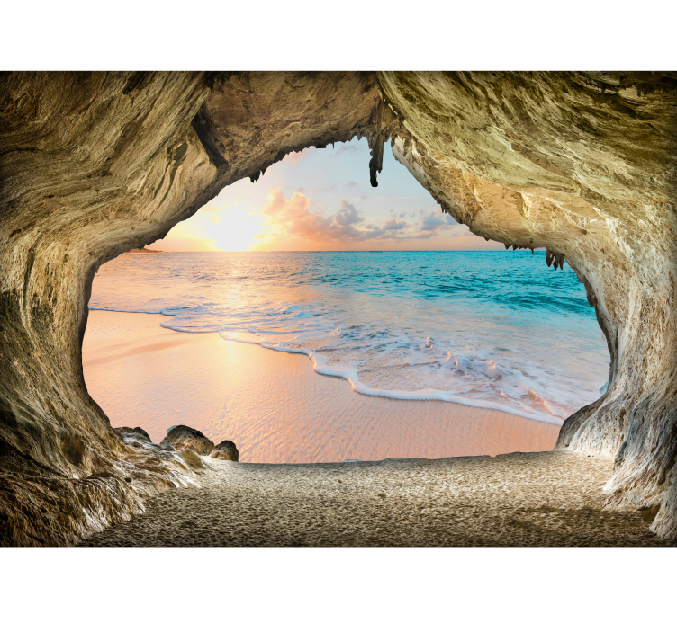 Cave Beach View wall mural mountain - TenStickers