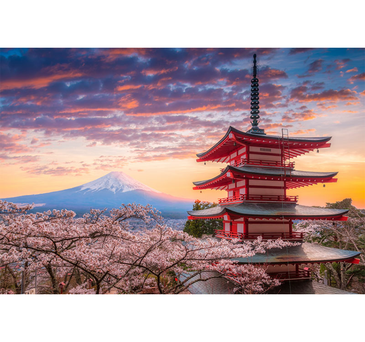 Landscape wall mural cherry blossom view - TenStickers