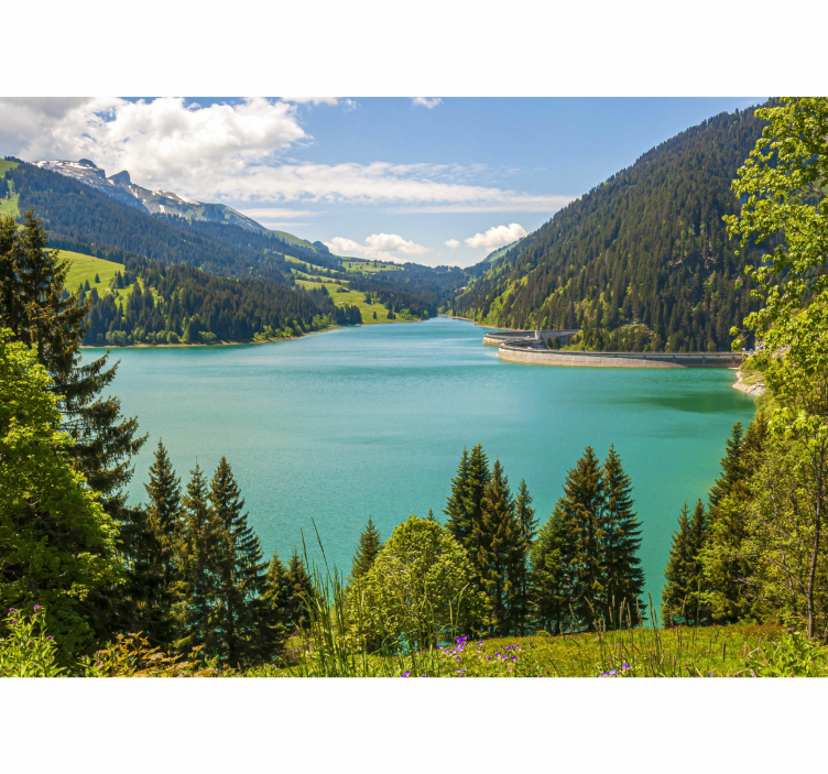 Wall mural mountain serene lake reflection - TenStickers