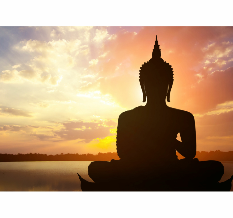 Wall mural buddha sunset silhouette - TenStickers