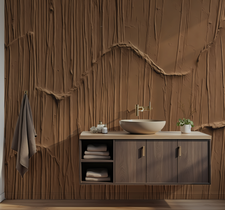 Abstract brown wallpaper wall mural bathroom - TenStickers