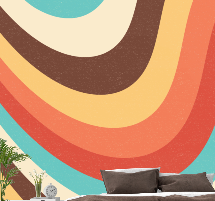Abstract wall mural curved color waves - TenStickers