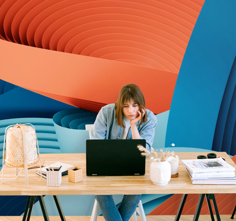 Abstract wall mural dynamic paper layers - TenStickers