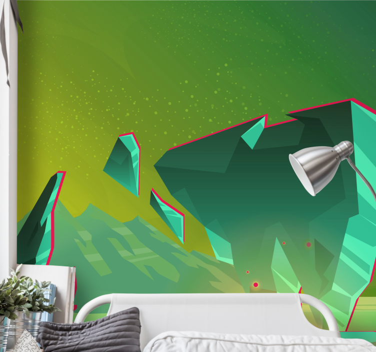 Abstract wall mural geometric green shapes - TenStickers