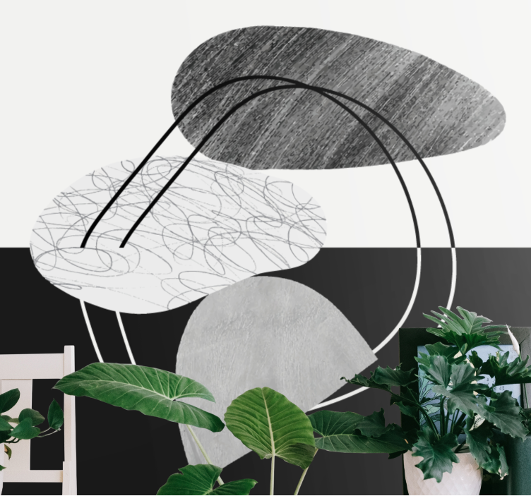 Abstract wall mural geometric monochrome shapes - TenStickers