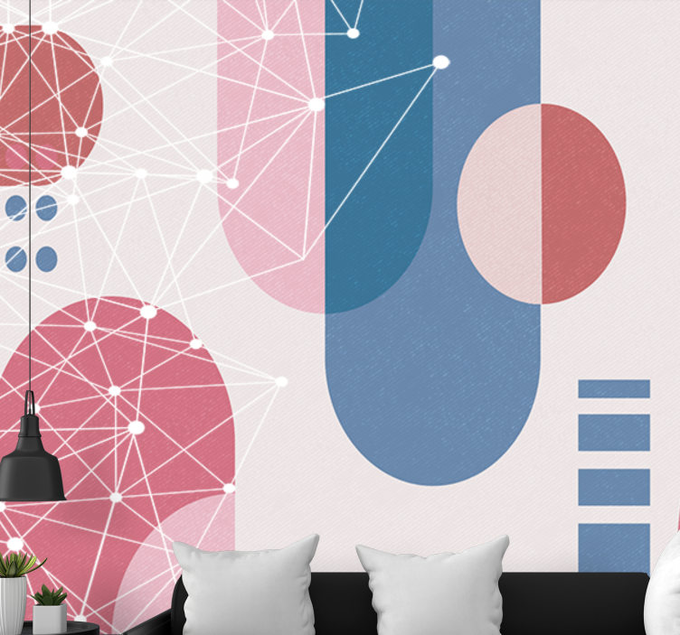 Abstract wall mural geometric shapes network - TenStickers