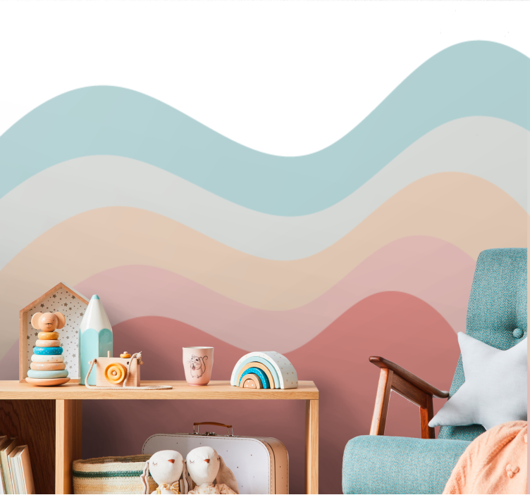 Abstract wall mural soft curved waves design - TenStickers