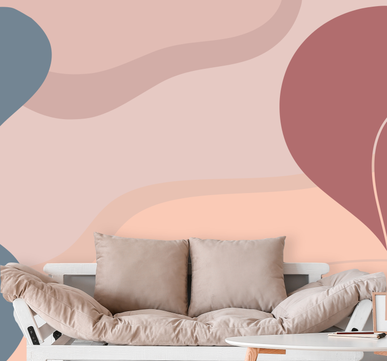Abstract wall mural with curved shape layers - TenStickers