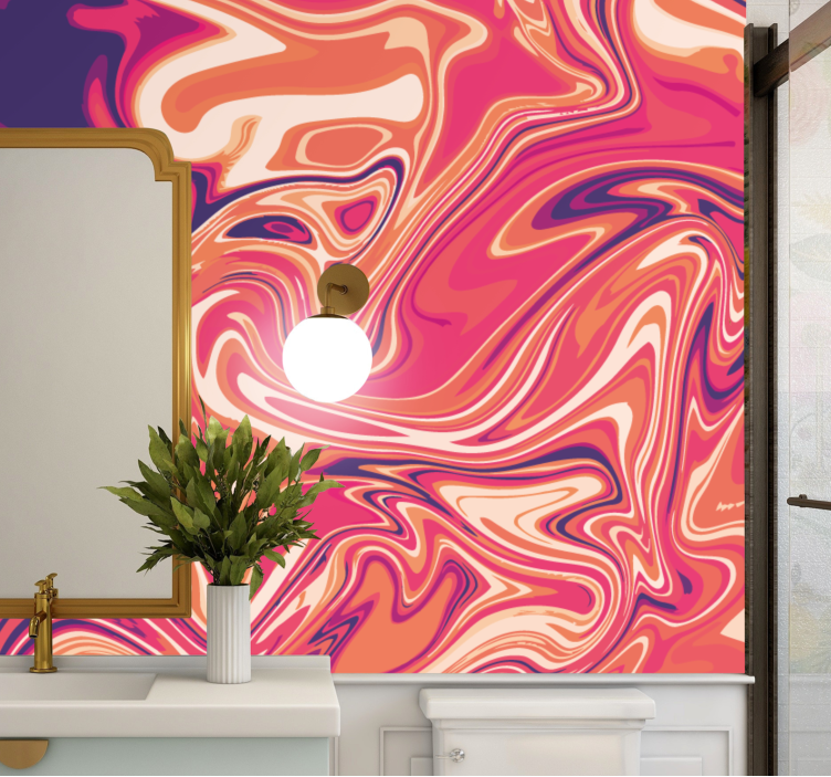 Abstract wall mural with flowing swirl designs - TenStickers