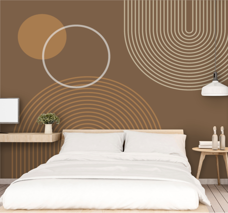 Abstract wall mural with geometric circular designs - TenStickers