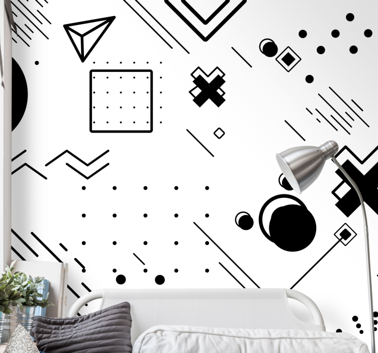 Abstract wall mural with geometric shapes design - TenStickers