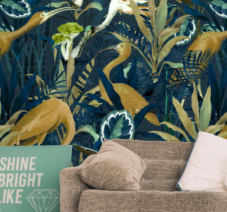 African wall mural tropical bird scene - TenStickers