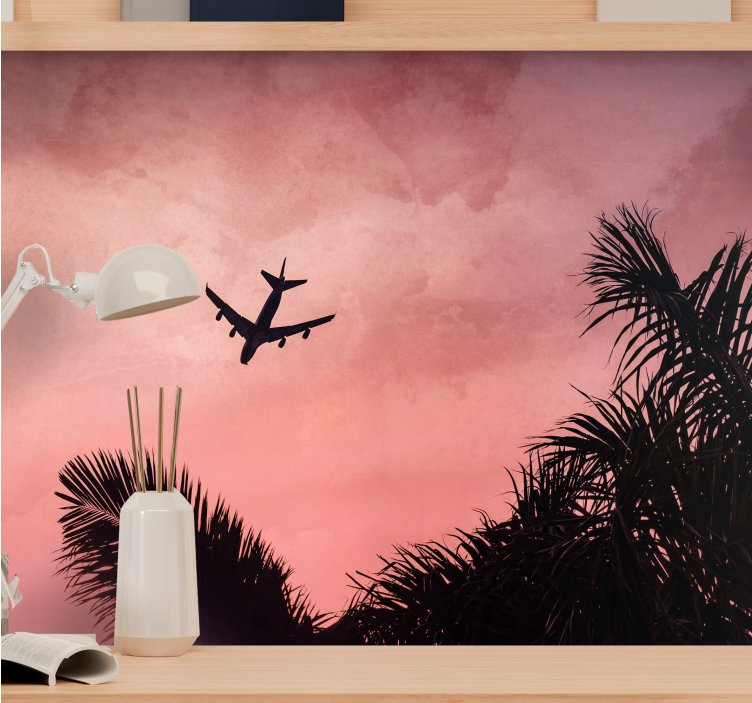Airplane Silhouette at Dusk wall mural vehicle - TenStickers