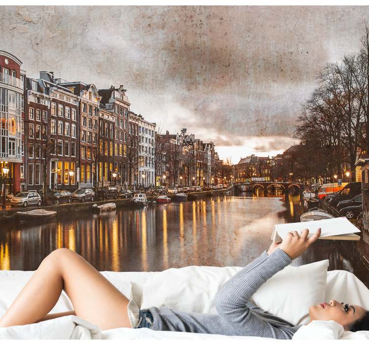 Amsterdam wall mural amsterdam canal view - TenStickers