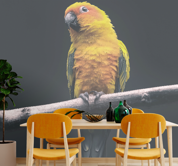 Animals wall mural bright yellow parrot - TenStickers
