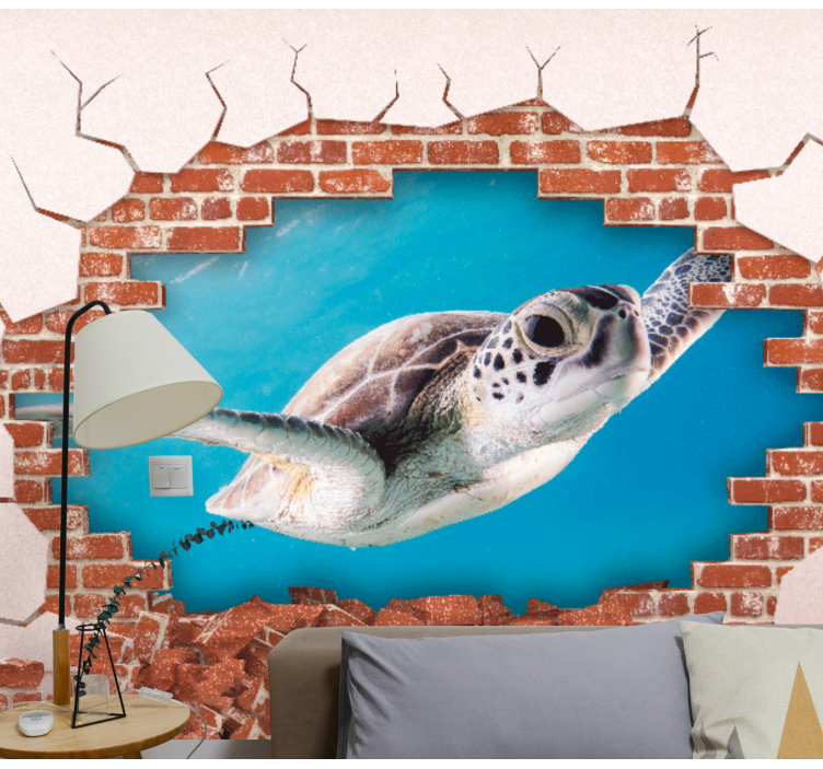 Animals wall mural customisable turtle design - TenStickers