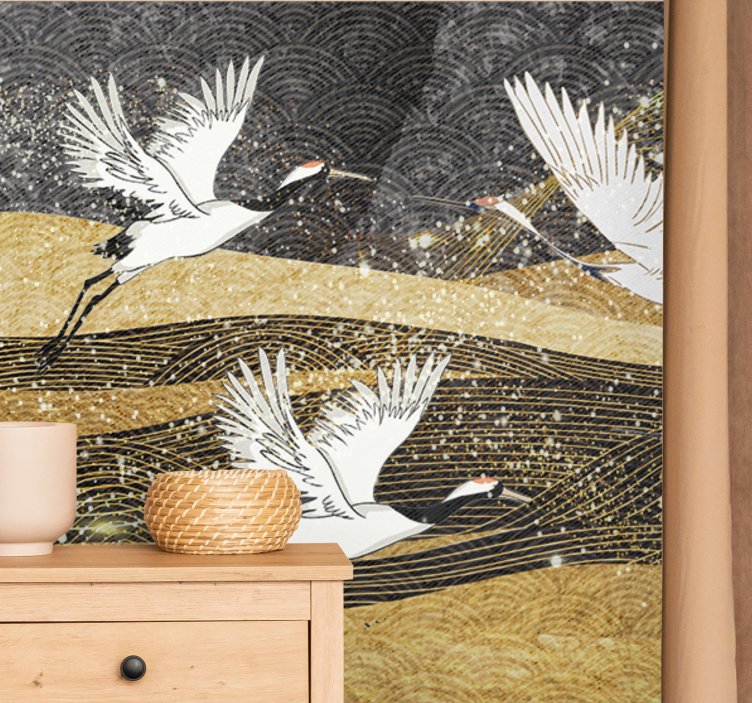 Animals wall mural elegant cranes dance - TenStickers