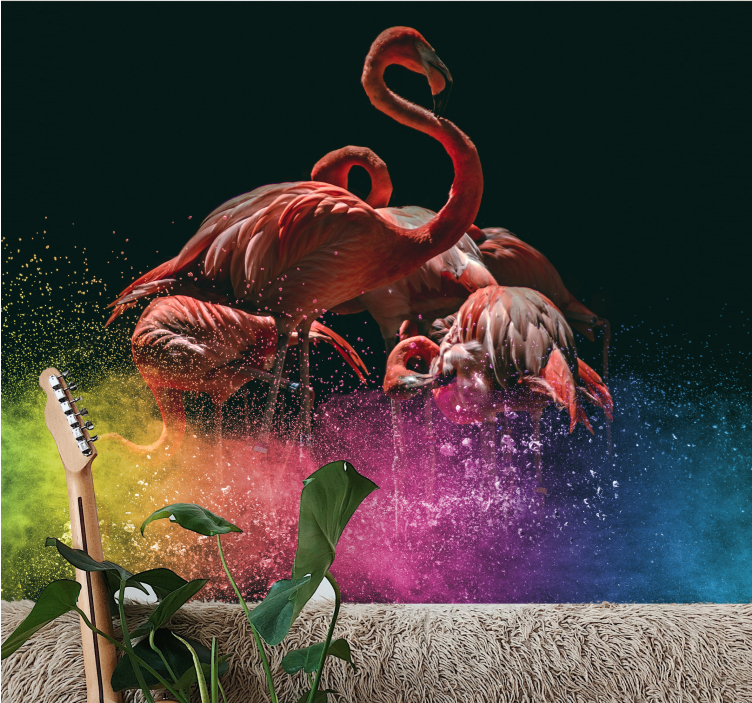 Animals wall mural flamingo fiesta fun - TenStickers