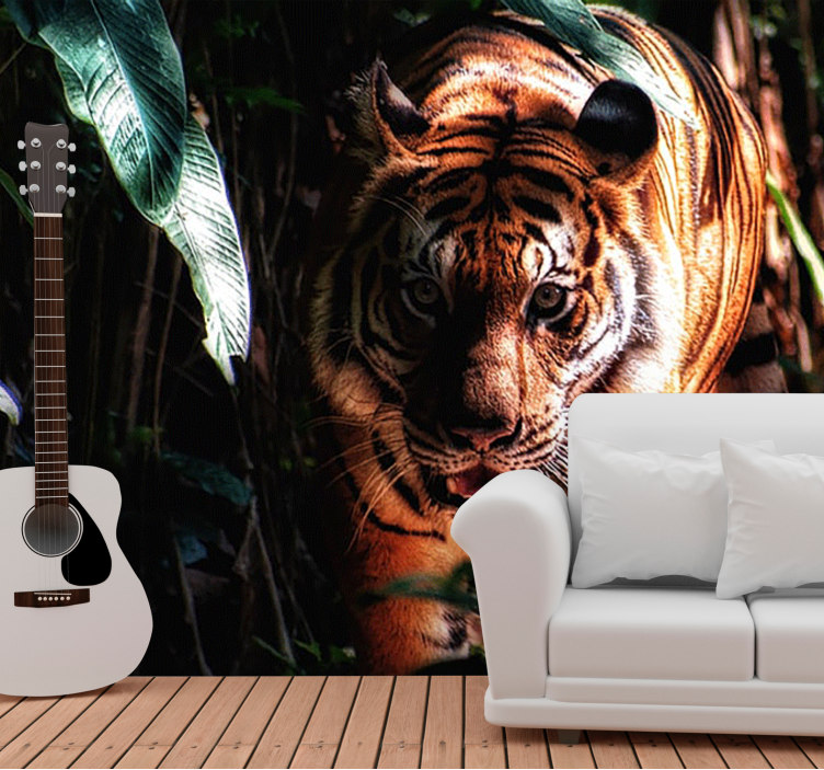 Animals wall mural majestic tiger stalks - TenStickers